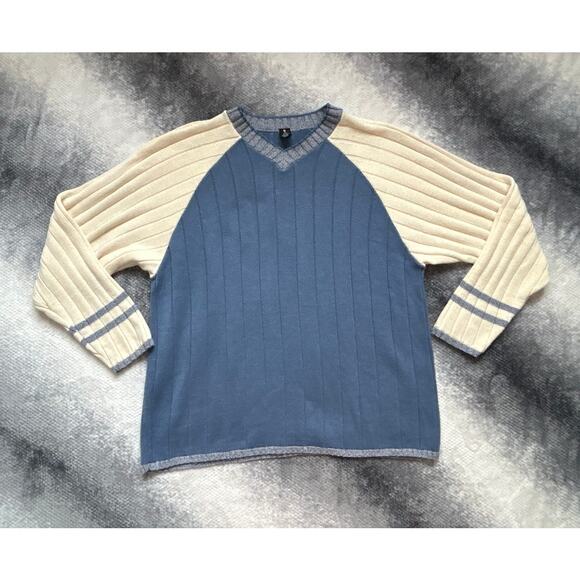 Levi's Other - Levi's Y2K Blue White Long Sleeve V Neck Pullover 100% Acrylic Sweater Men's XL